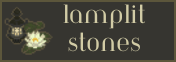 A large site link button with 'Lamplit Stones' written on it. On the left is the Lamplit Stones bagdge from YNOproject