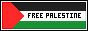 An 88x31 web button with the Palestinian flag as a background, overlaid with text reading 'Free Palestine'.