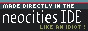 Web button that reads, 'Made directly in the Neocities IDE... like an idiot!'