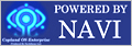 88x31 web button reading 'Powered by NaviOS, next to an image of the Navi logo from Serial Experiments Lain'.