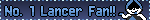 A blinkie that reads, 'Number one Lancer Fan!', next to a picture of Lancer from Deltarune.
